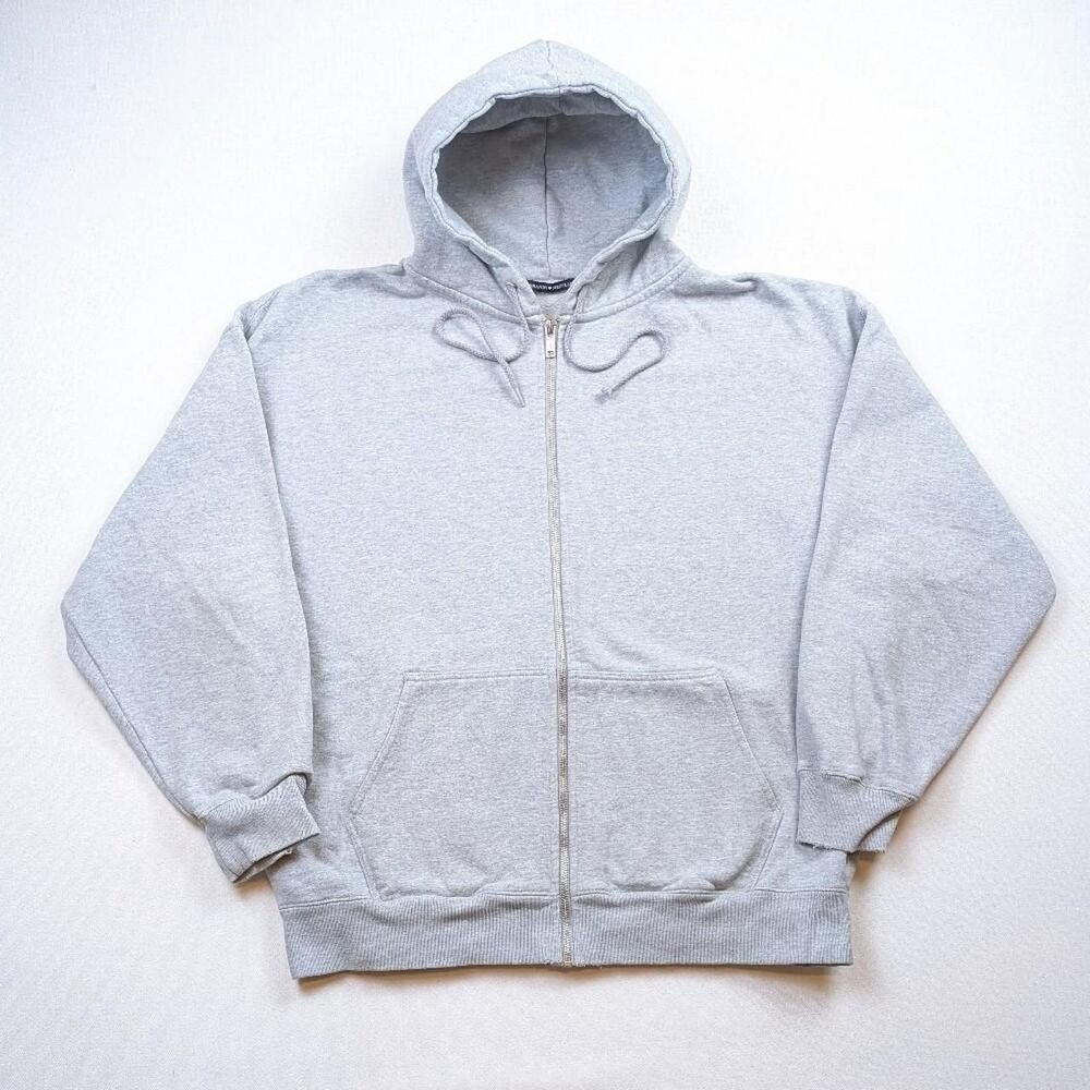 Brandy Melville Gray Zip Up Hoodie Heavyweight Basic Sweatshirt Size XL
